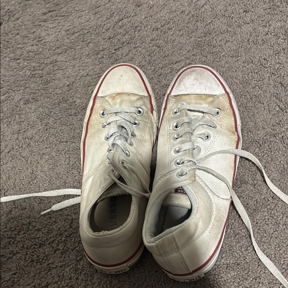 White and Red High-Top Sneakers